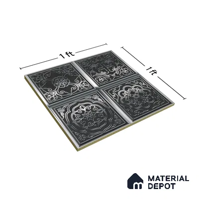 Metallic Wall Tile TL 07235 B Silver Royale 1 ft x 1 ft Ceramic Matte Finish - 9 mm  | 2 mm Spacer is Mandatory | Suitable For Bathroom, Kitchen, Dining Area | Please Expect a Slight Variation of Pattern (Sample)